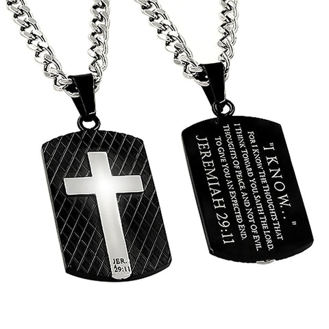 Diamond Back Shield Cross Black Necklace"I KNOW"