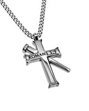 Silver Established Cross Necklace, "By His Blood"