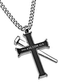 Black Established Cross Necklace, "Christ My Strength"
