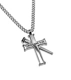 Silver Established Cross Necklace, "Crucified"