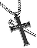 Black Established Cross Necklace, "Jesus"