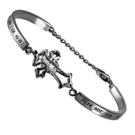 CZ Cross Bracelet, "Fear Not"