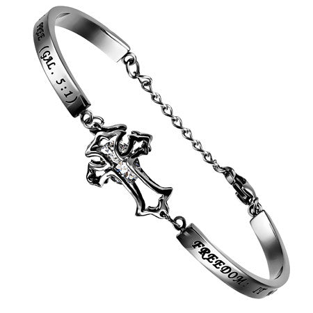CZ Cross Bracelet, "Freedom"