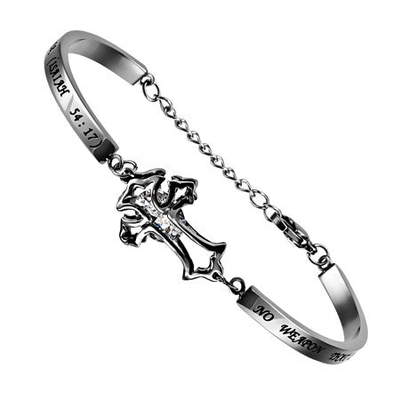 CZ Cross Bracelet, "No Weapon"