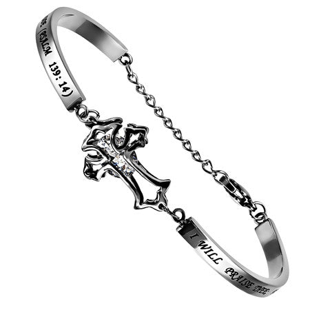 CZ Cross Bracelet, "Praise"