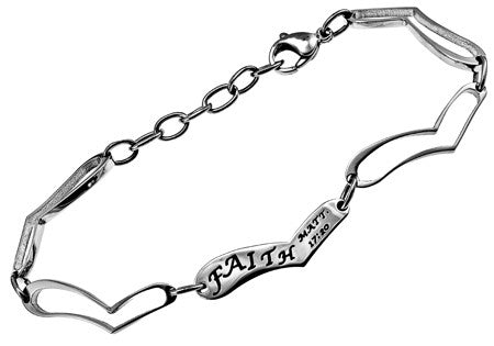 Heart Link Bracelet, "Faith"