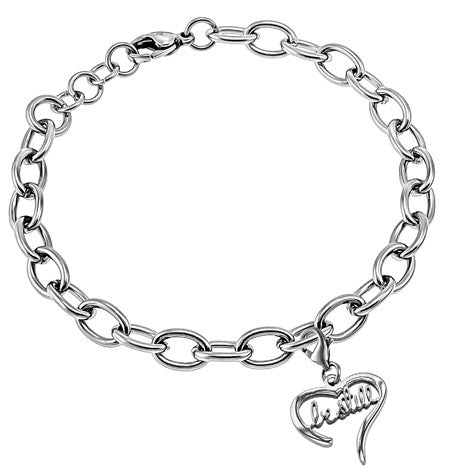 Handwriting Heart Bracelet, "Be Still"