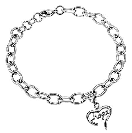 Handwriting Heart Bracelet, "Hope"