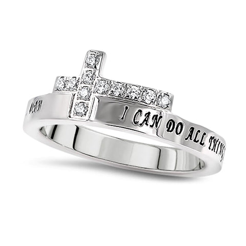 JTC Cross Band Ring, "I CAN DO ALL THINGS THROUGHT CHRIST"
