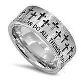 Knight Stainless Steel Ring, "I CAN DO ALL THINGS"