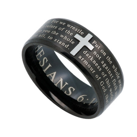Logos Ring Black, "Armour Of God"
