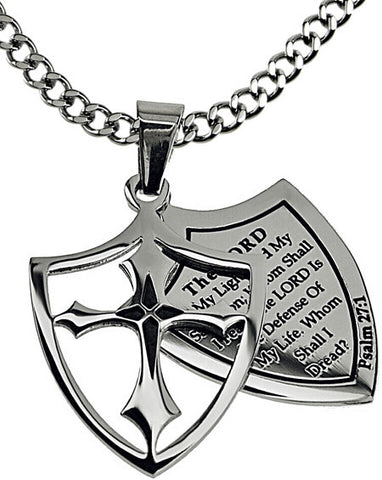 2 Piece Shield Cross Black, "The Lord Is My Light"