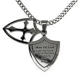 2 Piece Shield Cross Black, "Man of God - Fight"