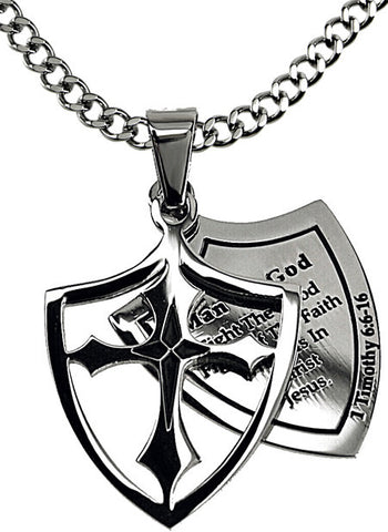 2 Piece Shield Cross Black, "Man of God - Fight"