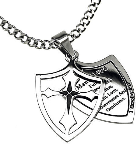 2 Piece Shield Cross Black, "Man of God - Pursue"