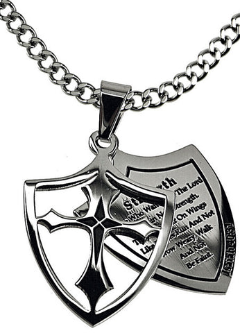 2 Piece Shield Cross Black, "Strength"