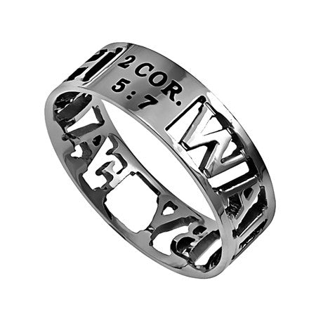 Mini Silhouette Ring, "Walk By Faith"