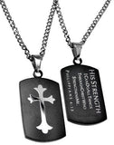 Shield Cross Black, "His Strength"