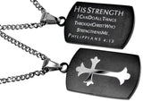 Shield Cross Black, "His Strength"