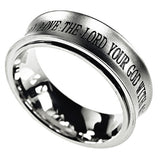 Spinner Silver Ring, "Love The Lord Your God"