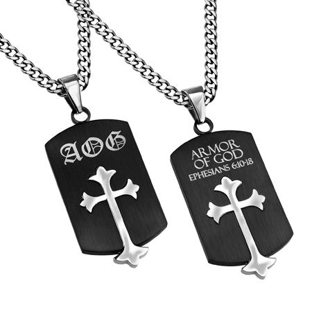 Old English Shield Cross Black, "Armor Of God"