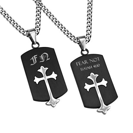 Old English Shield Cross Black, "Fear Not"