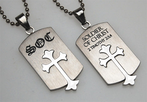 Old English Shield Cross Silver, "Soldier Of Christ"