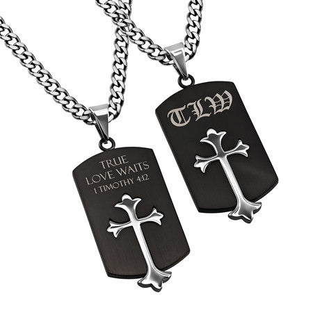 Old English Shield Cross Black, "True Love Waits"