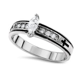 Regent Marquis CZ Stones Ring, "TRUE LOVE WAITS"