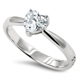CZ Heart Silver Ring, "TRUE LOVE WAITS - 1 TIMOTHY 4:12"