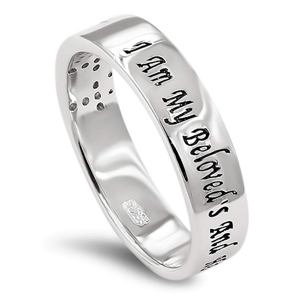 Multi CZ Cross Silver Ring I AM MY BELOVED'S AND HE IS MINE Multi CZ Cross Silver Ring I AM MY BELOVED'S AND HE IS MINE