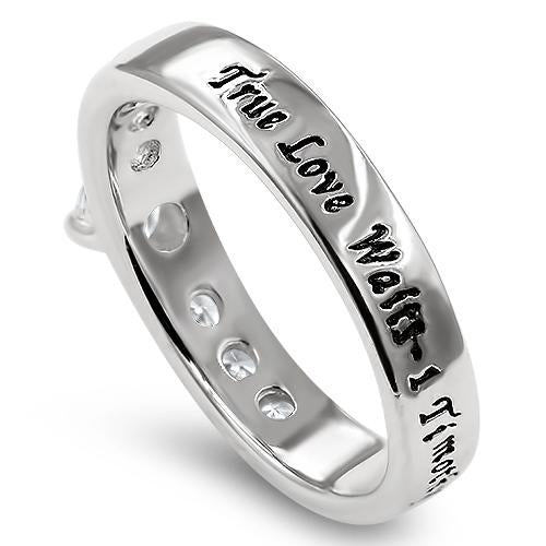 Geon Stones Silver Ring TRUE LOVE WAITS - 1 TIM. 4:12