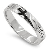Knight Cross Silver Ring, "ALL THINGS THROUGH CHRIST MY STRENGTH - PHIL. 4:13"-Wholesale