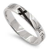 Knight Cross Silver Ring, "ALL THINGS THROUGH CHRIST MY STRENGTH - PHIL. 4:13"