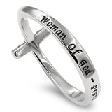 Cross Embedded Silver Ring, "WOMAN OF GOD - PROVERBS 31"-Wholesale