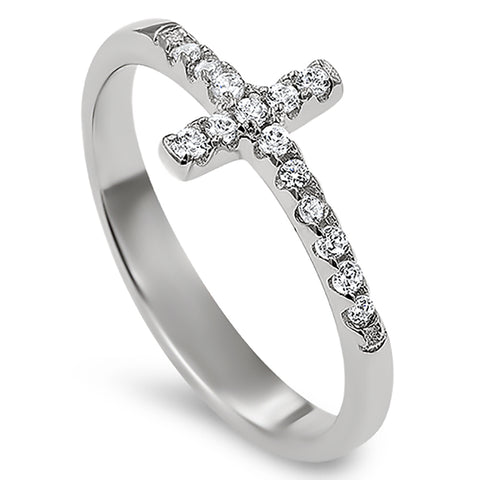 Sidway Cross Silver Ring, "ALL THINGS THROUGH CHRIST MY STRENGTH - PHIL. 4:13"