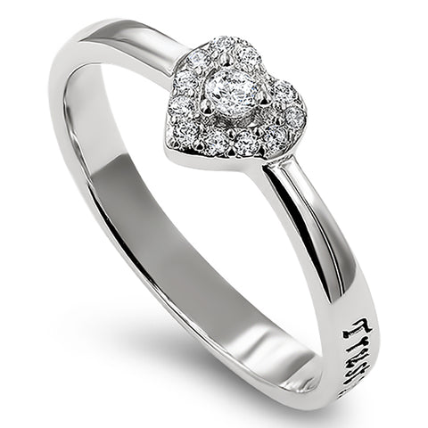 Heart Silver Ring, "TRUST IN THE LORD WITH ALL THE HEART - PROV. 3:5"