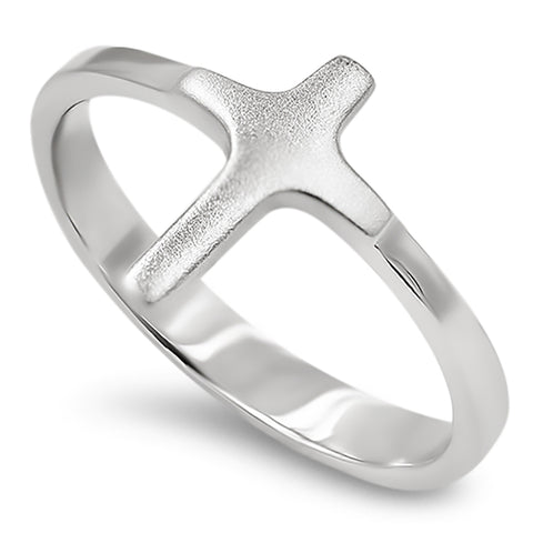 Cross Silver Ring, "SERENITY - ROMANS 8:28"