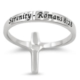 Cross Silver Ring, "SERENITY - ROMANS 8:28"-Wholesale