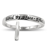 CZ Stone Cross Silver Ring-Wholesale
