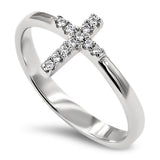 CZ Stone Cross Silver Ring, "ALL THINGS THROUGH CHRIST MY STRENGTH - PHIL. 4:13"