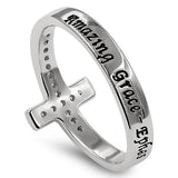Lost Cross Silver Ring, "AMAZING GRACE - EPHES. 2:8-Wholesale