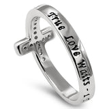 Lost Cross Silver Ring, "TRUE LOVE WAITS - 1 TIMOTHY 4:12"