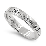 Regent Silver Ring, "GOD'S LOVE NEVER FAILS - 1 COR. 13:8"-Wholesale