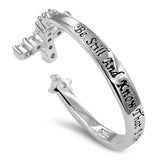 Cross Fuse Silver Ring, "BE STILL AND KNOW THAT I AM GOD - PS. 46:10"