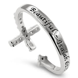 Cross Fuse Silver Ring, "BEAUTIFUL - ISAIAH 61:3"-Wholesale