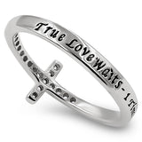 Steady Cross Silver Ring, "TRUE LOVE WAITS - 1 TIMOTHY 4:12"-Wholesale