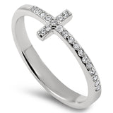 Steady Cross Silver Ring, "LOVE NEVER FAILS - 1 COR. 13:8"