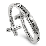 Cross Twine Silver Ring, "GUARDED IN CHRIST JESUS - PHIL. 4:7"