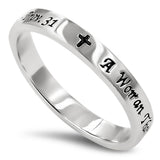 Petite Cross Silver Ring, "A WOMAN THAT FEARETH THE LORD